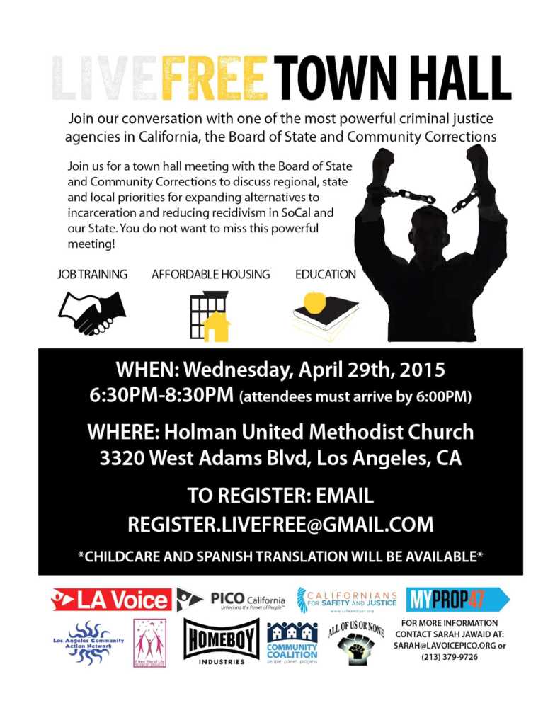 L A VOICE - LIVE FREE TOWN HALL - flyer