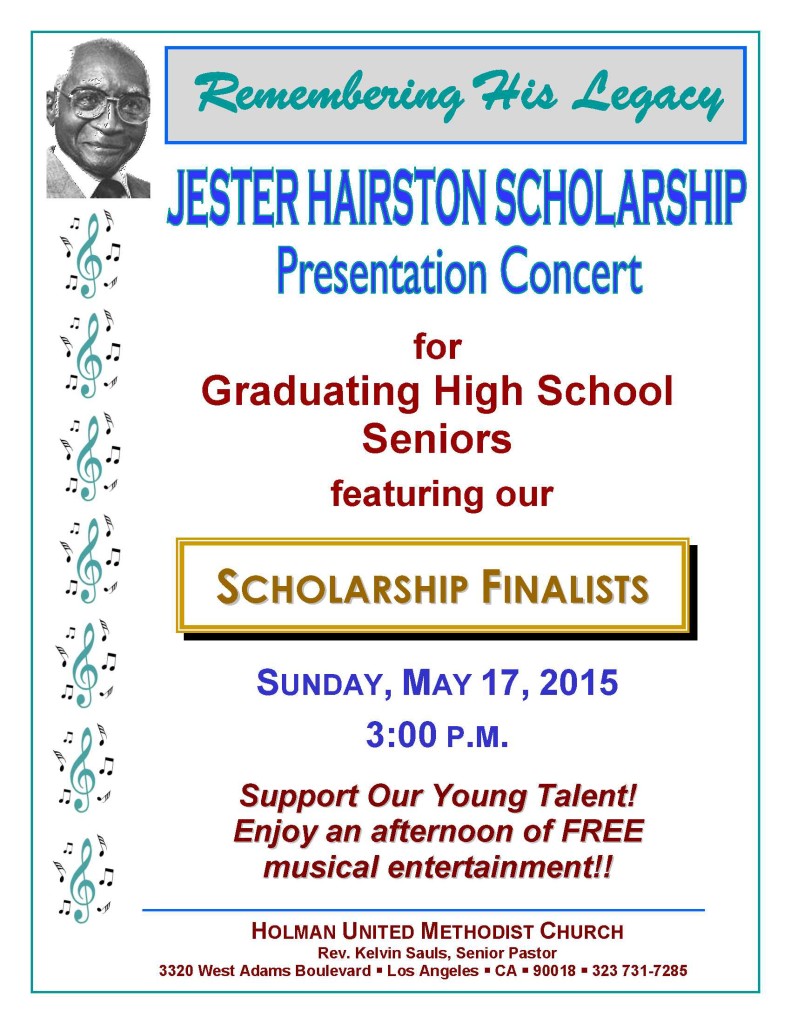 2015 - FLYER - JESTER HAIRSTON SCHOLARSHIP CONCERT