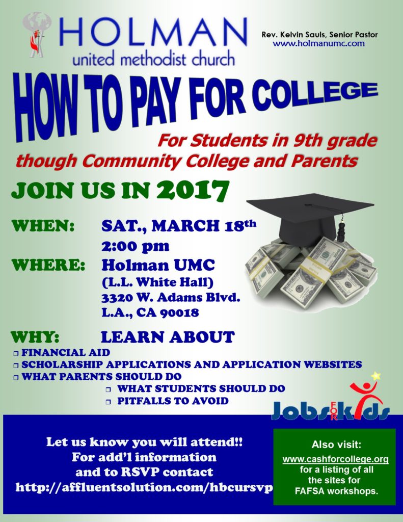 2017 - Flyer - How to Pay for College - Spring